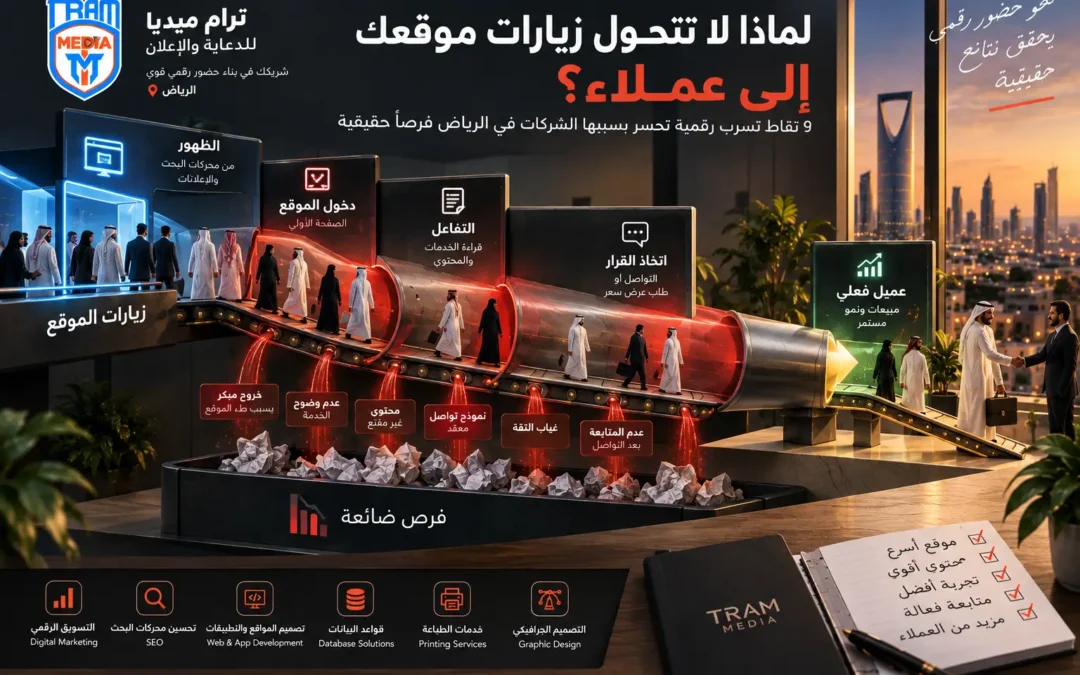 تحليل أسباب عدم تحول زوار الموقع إلى عملاء مع ترام ميديا في الرياض